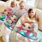 Personalisierte Fantasy Meerjungfrau weiche Decke mit Namen Home Decor Geburtstag Geschenk für Mädchen Meerjungfrau Liebhaber