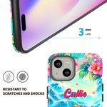 Personalized Flower Ocean Beach Vacation Cartoon Character Phone Case for iPhone or Samsung with Name Birthday Anniversary Gift for Women