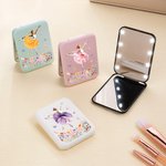 Personalisierte Aquarell Ballett Mädchen Geburt Blume LED doppelseitige kompakte Make-up-Spiegel mit Namen Reise-Accessoires Geburtstagsgeschenk für Ballerina