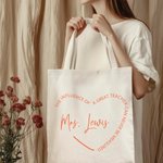 Bolsa de lona grande personalizada en forma de corazón con texto de agradecimiento Regalo del Día del Profesor para mujeres profesoras