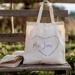 Bolsa de lona grande personalizada en forma de corazón con texto de agradecimiento Regalo del Día del Profesor para mujeres profesoras