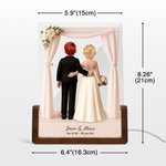 Luce notturna a LED personalizzata con nome e base in legno per gli sposi, regalo di anniversario di matrimonio per una coppia di novelli sposi.