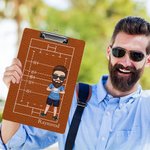 Portapapeles acrílico personalizado con nombre de personaje de baloncesto y fútbol de dibujos animados Regalo de cumpleaños para el entrenador o miembro del equipo