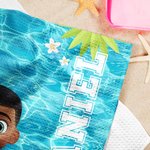 Gepersonaliseerde 3D Cartoon Karakter Zwembad Zachte Sport Handdoek met Naam en Ophang Clip Sport Accessoires Verjaardagscadeau voor Jongens Meisjes