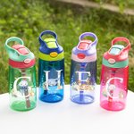 Personalized Cute Marine Animal Initial 16 oz Kid Water Bottle with Name and Silicone Straw Birthday Back to School Gift for Boys Girls