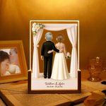 Luce notturna a LED personalizzata con nome e base in legno per gli sposi, regalo di anniversario di matrimonio per una coppia di novelli sposi.