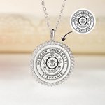 Personalised Engraved School Badge Zircon Edging Necklace with Text Dainty Jewellery Celebration Graduation Gift for Women Graduates