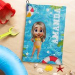 Gepersonaliseerde 3D Cartoon Karakter Zwembad Zachte Sport Handdoek met Naam en Ophang Clip Sport Accessoires Verjaardagscadeau voor Jongens Meisjes