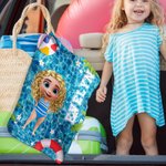 Gepersonaliseerde 3D Cartoon Karakter Zwembad Zachte Sport Handdoek met Naam en Ophang Clip Sport Accessoires Verjaardagscadeau voor Jongens Meisjes