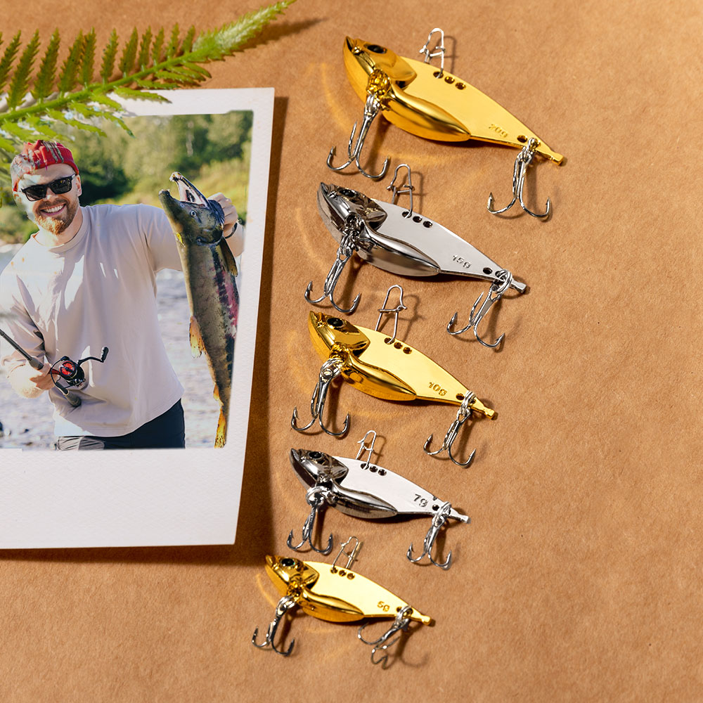 Personalised Metal Bionic Bait with Engraved Text Wooden Box Set Father's Day Birthday Anniversary Gift