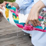 Personalized Watercolor Floral Stripe Soft Quick Dry Beach Towel with Name Beach Party Summer Vacation Gift for Women