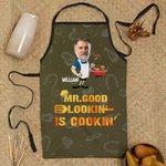 Gepersonaliseerd Grappig MR. GOOD LOOKIN Gezichtsfoto Barbecue Waterdicht Verstelbaar Herenschort met Naam Vaderdag Verjaardagscadeau voor Man BBQ Master