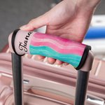 Personalised Artistic Watercolour Flower Stripe Design Luggage Handle Wrap with Name Set of 2 Travel Accessories Birthday Gift for Family Friends