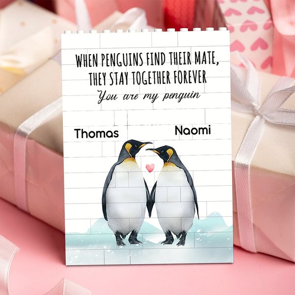 Personalizzato You Are My Penguin ABS Puzzle di mattoncini con nomi Room Decor Compleanno San Valentino Anniversario regalo di coppia