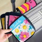 Personalised Artistic Watercolour Flower Stripe Design Luggage Handle Wrap with Name Set of 2 Travel Accessories Birthday Gift for Family Friends