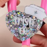 Personalised Glitter Heart Nurse Cap Concealed Snap Stethoscope ID Tag with Name Job Title Nurses Week Appreciation Birthday Gift for Medical Staff