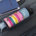 Personalised Artistic Watercolour Flower Stripe Design Luggage Handle Wrap with Name Set of 2 Travel Accessories Birthday Gift for Family Friends