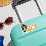 Personalized Shadow Monogram Cartoon Travel Character Waterproof Stickers Birthday Travel Gift for Women Men Travelers