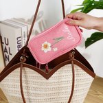 Organizzatore cavi personalizzato doppio strato con nome e fiore di nascita, portatile da ufficio e viaggio - Regalo di compleanno per donne