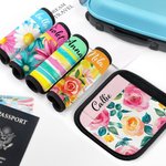 Personalised Artistic Watercolour Flower Stripe Design Luggage Handle Wrap with Name Set of 2 Travel Accessories Birthday Gift for Family Friends