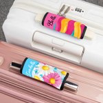 Personalised Artistic Watercolour Flower Stripe Design Luggage Handle Wrap with Name Set of 2 Travel Accessories Birthday Gift for Family Friends