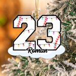 Personalized Christmas Light Baseball Number Acrylic Ornament with Name Home Decor Christmas Birthday Gift for Family Friends Baseball Lovers