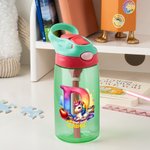 Botella personalizada de 475 ml con nombre diseño de unicornio en acuarela inicial y manzana regalo de cumpleaños para niños