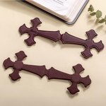 Segnalibro magnetico personalizzato in pelle pu, monogramma a croce e testo inciso - Regalo di compleanno e battesimo per cristiani