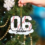Personalized Christmas Light Baseball Number Acrylic Ornament with Name Home Decor Christmas Birthday Gift for Family Friends Baseball Lovers