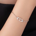 Personalized Police Handcuff Interlocking Infinity Bracelet with Engraved Double Initials Valentine's Birthday Gift for Policewomen Couples Friend
