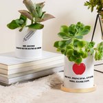 Gepersonaliseerde Appel Potlood Wijsheid Icoon Keramische Plantenpot met Tekst en Bamboe Dienblad Bureau Decor Waardering Week Lerarendag Cadeau voor Leraren