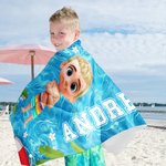 Personalized 3D Cartoon Character Swimming Pool Quick Dry Oversized Beach Towel with Name Summer Vacation Birthday Gift for Boys Girls