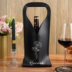 Sac à vin en cuir PU personnalisé avec nom et poignée protectrice Accessoires pour le vin Cadeau d'anniversaire pour amateur de vin