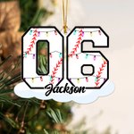 Personalized Christmas Light Baseball Number Acrylic Ornament with Name Home Decor Christmas Birthday Gift for Family Friends Baseball Lovers
