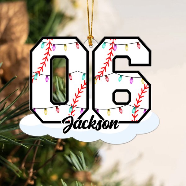 Spersonalizowany świąteczny numer akrylowy z imieniem i nazwiskiem Dekoracja domowa Świąteczny prezent urodzinowy dla rodziny, przyjaciół i miłośników baseballu