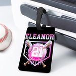 Personalized Ice Cream Dripping Baseball Luggage Tag with Name and Number Travel Accessories Birthday Holiday Team Gift for Baseball Players Lovers