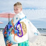 Personalized Cartoon Scuba Diver Quick Dry Oversized Name Beach Towel and Bag Summer Vacation Beach Essentials Birthday Gift for Boys Girls Adults