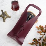 Sac à vin en cuir PU personnalisé avec nom et poignée protectrice Accessoires pour le vin Cadeau d'anniversaire pour amateur de vin