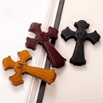Segnalibro magnetico personalizzato in pelle pu, monogramma a croce e testo inciso - Regalo di compleanno e battesimo per cristiani