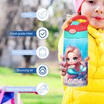 Personalized Fantasy 3D Cartoon Mermaid 12 oz Insulated Water Bottle with Name and Spill-proof Lid Back to School Birthday Gift for Girls