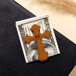 Segnalibro magnetico personalizzato in pelle pu, monogramma a croce e testo inciso - Regalo di compleanno e battesimo per cristiani