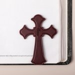 Segnalibro magnetico personalizzato in pelle pu, monogramma a croce e testo inciso - Regalo di compleanno e battesimo per cristiani