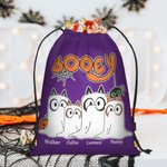 Personalised Cartoon Booey 1-6 Dog Ghosts Design Drawstring Treat Bag with Name Trick or Treat Activity Halloween Gift for Kid Family