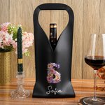 Sac à vin en cuir PU personnalisé avec nom et poignée protectrice Accessoires pour le vin Cadeau d'anniversaire pour les amateurs de vin