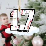 Personalized Christmas Light Baseball Number Acrylic Ornament with Name Home Decor Christmas Birthday Gift for Family Friends Baseball Lovers
