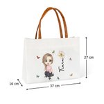 Bolsa de lona personalizada con mariposa y flor con cremallera y nombre en asa para regalo de cumpleaños o Navidad para mujeres y niñas
