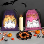 Personalised Cartoon Booey 1-6 Dog Ghosts Design Drawstring Treat Bag with Name Trick or Treat Activity Halloween Gift for Kid Family