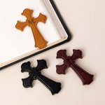 Segnalibro magnetico personalizzato in pelle pu, monogramma a croce e testo inciso - Regalo di compleanno e battesimo per cristiani