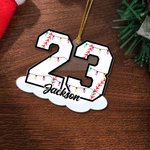 Personalized Christmas Light Baseball Number Acrylic Ornament with Name Home Decor Christmas Birthday Gift for Family Friends Baseball Lovers