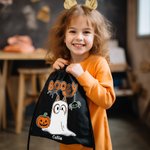 Personalised Cartoon Booey 1-6 Dog Ghosts Design Drawstring Treat Bag with Name Trick or Treat Activity Halloween Gift for Kid Family